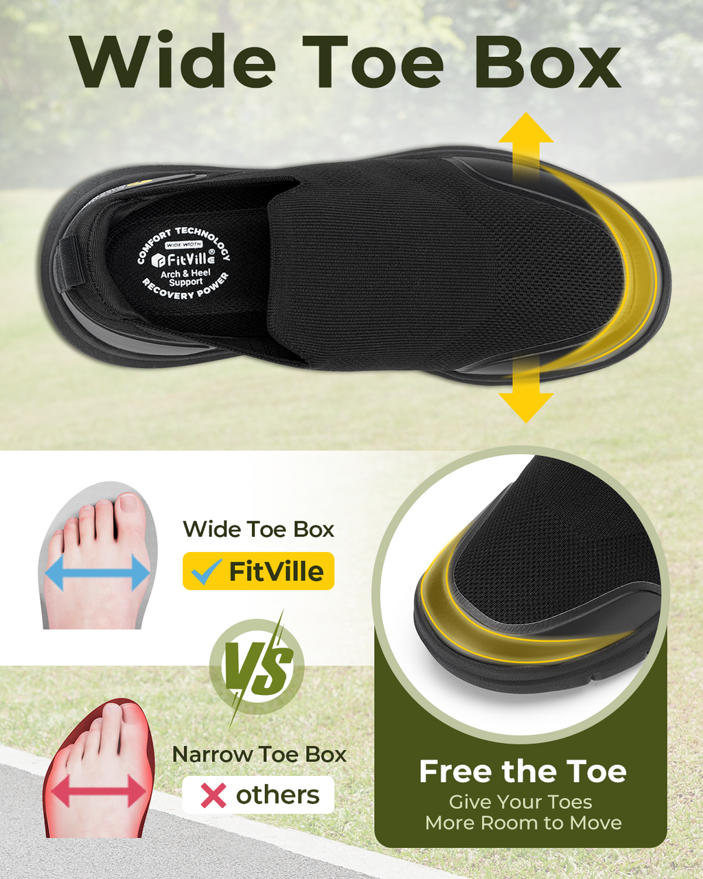 FitVille Men's BriskWalk Recovery Slip-On V1