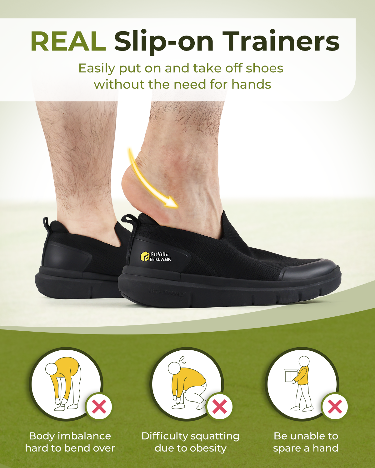 FitVille Men's BriskWalk Recovery Slip-On V1