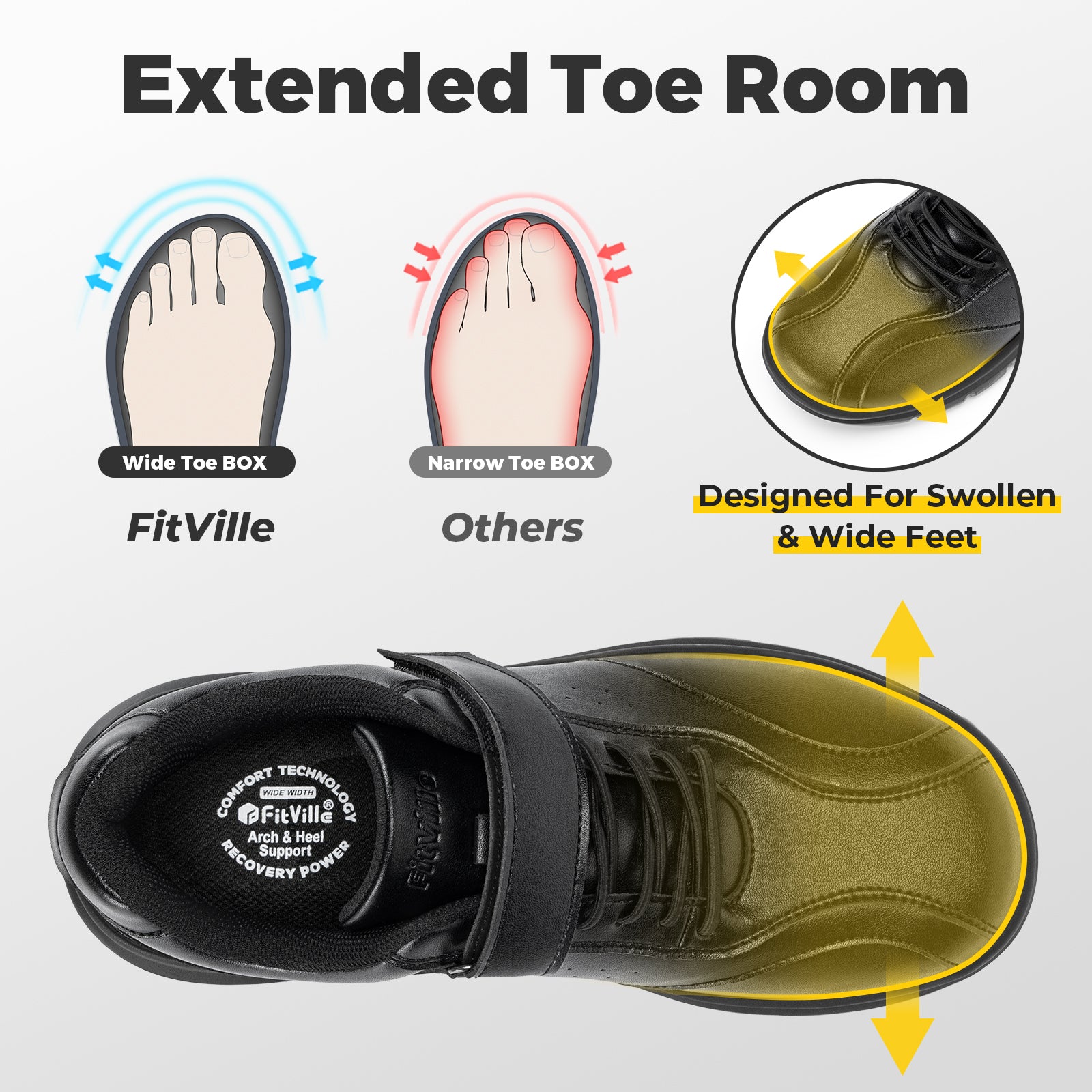 FitVille Men's EasyTop Deluxe Dress Shoes V3