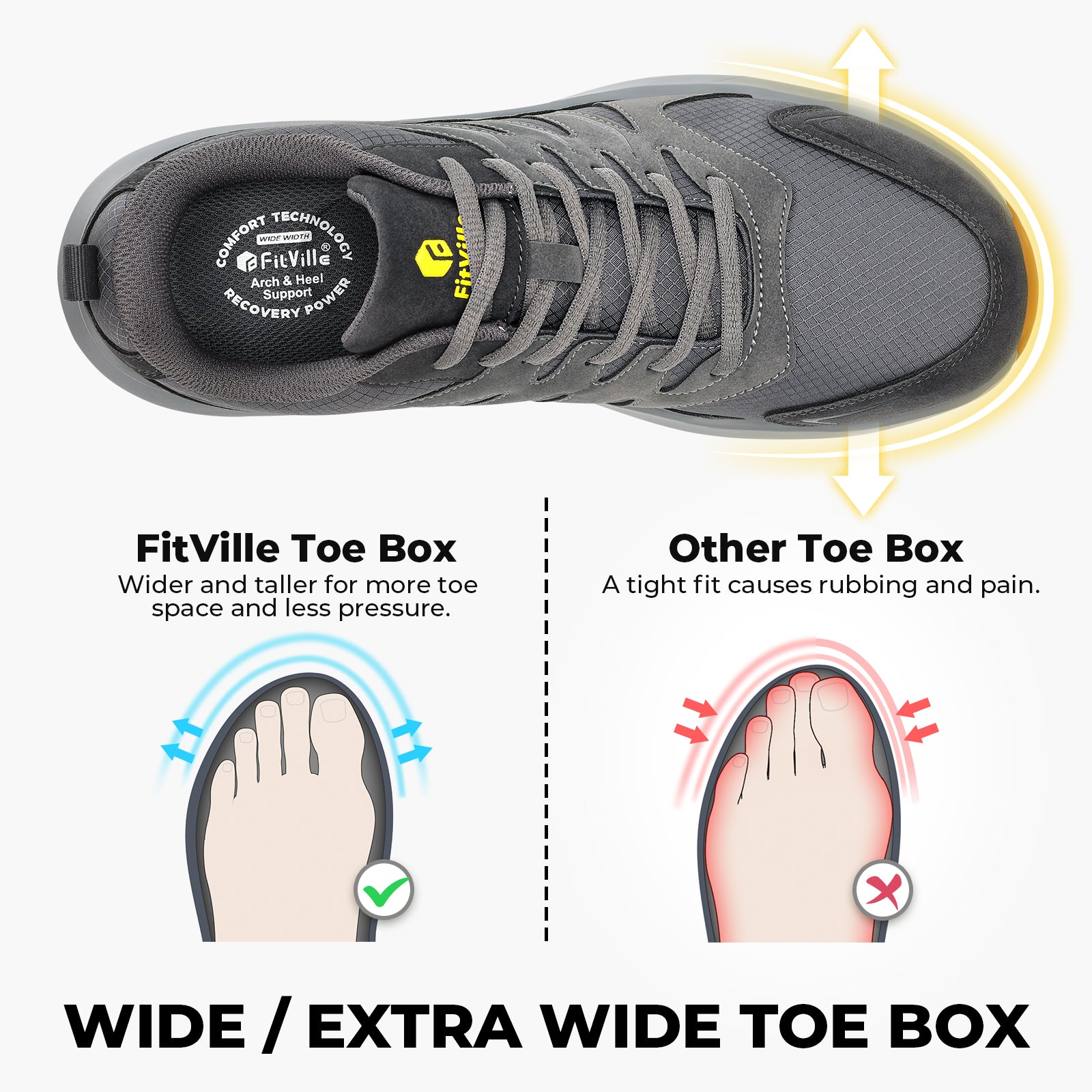 FitVille Men's Low-Top Sturdy Core Hiking Shoes V4