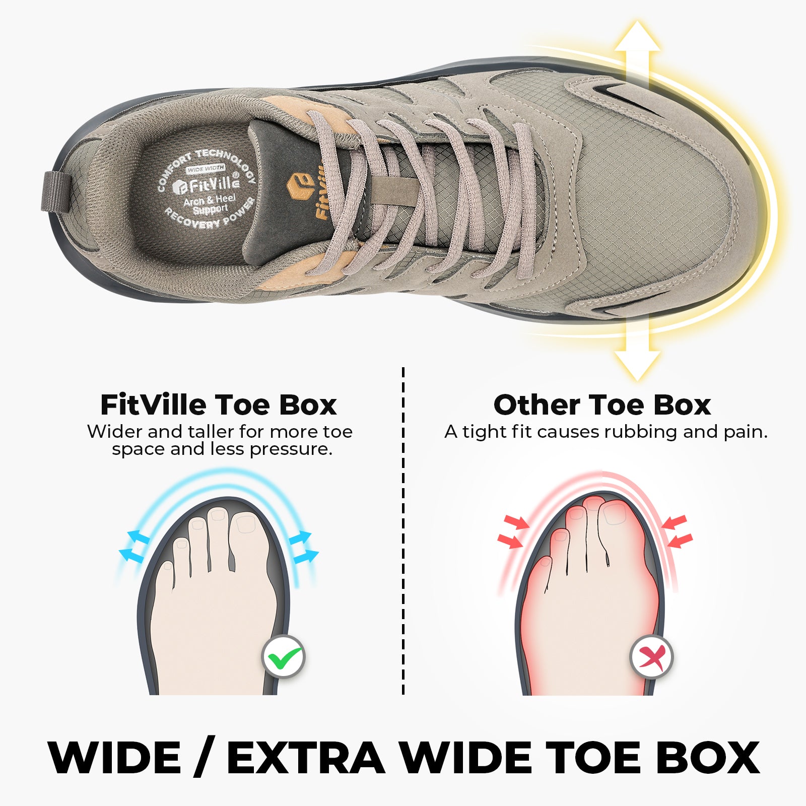 FitVille Men's Low-Top Sturdy Core Hiking Shoes V4