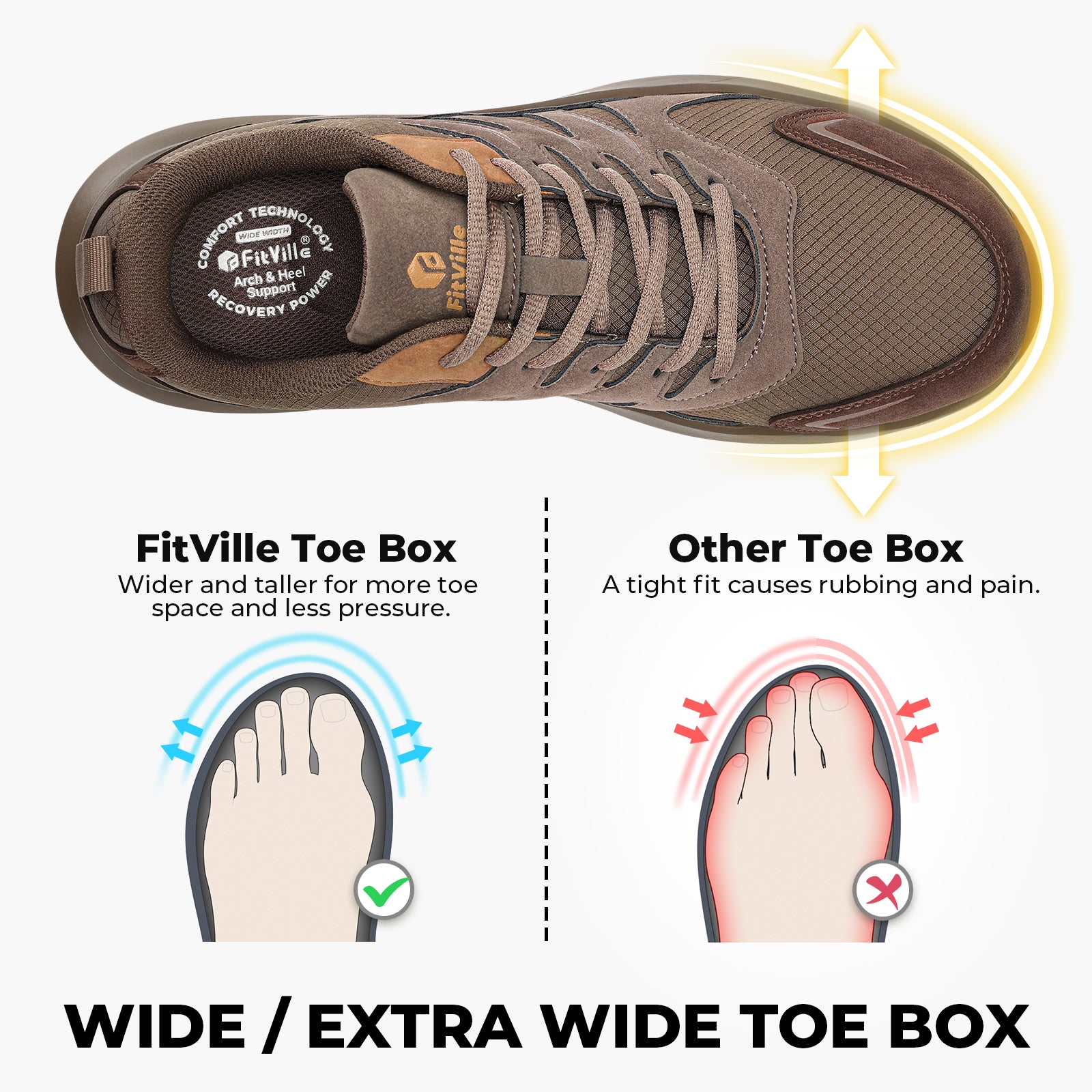 FitVille Men's Low-Top Sturdy Core Hiking Shoes V4