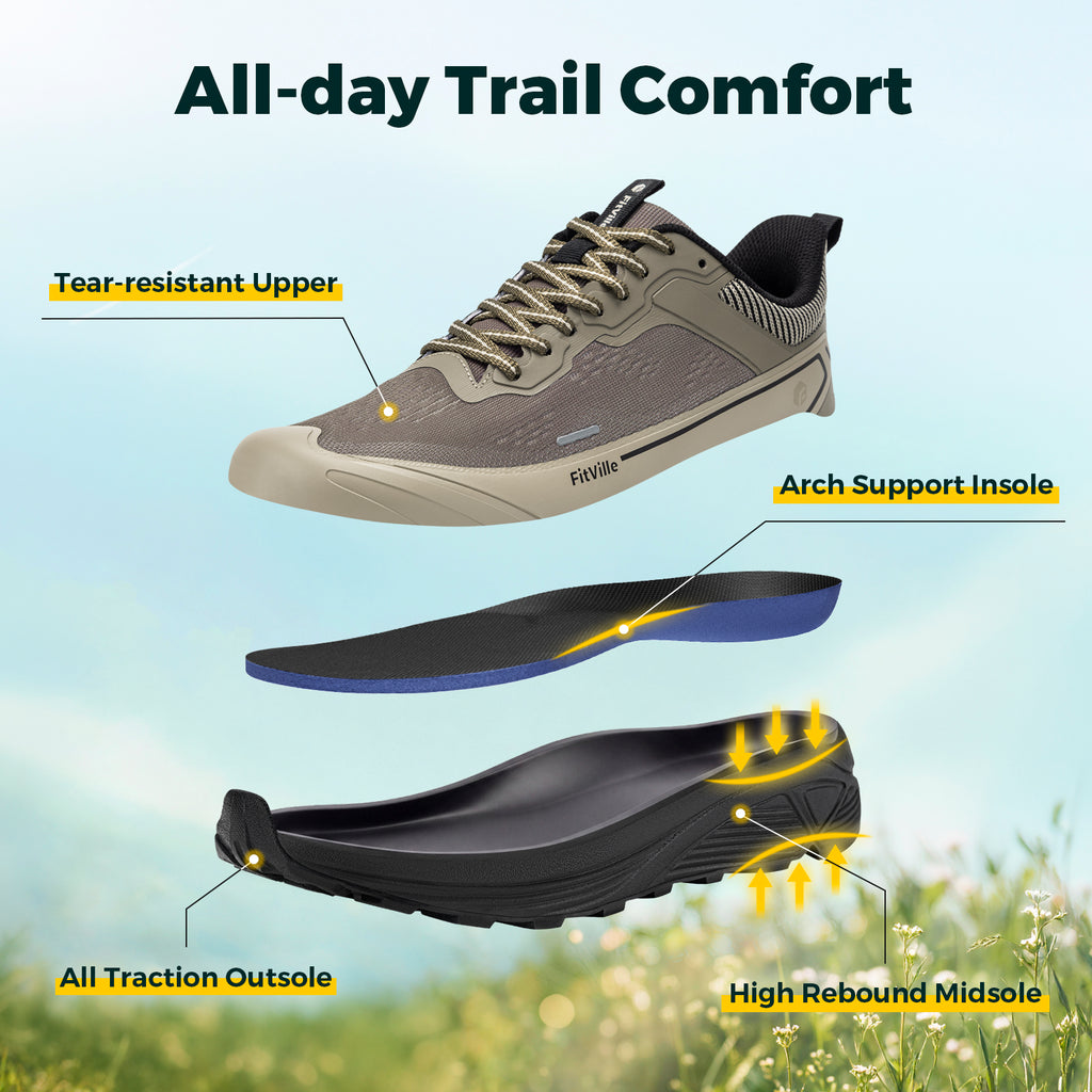 FitVille Men's AllTraction Trail Running Shoes V5